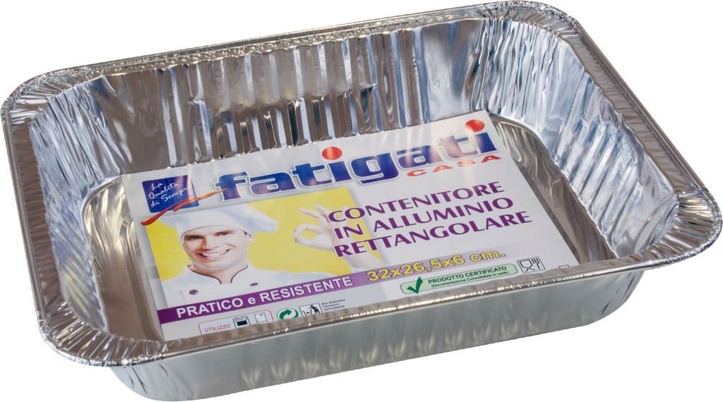 Fatigati Contenitore in Alluminio Rettangolare 32x26,5x6 cm