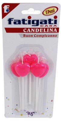 Fatigati Candelina Buon Compleanno Palloncini Rosa 5 pz