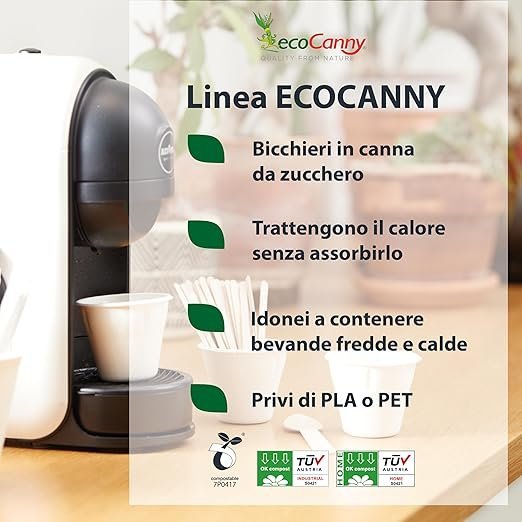 ecoCanny Bicchieri da caffè Bianco 80 cc - 50pz - immagine 2