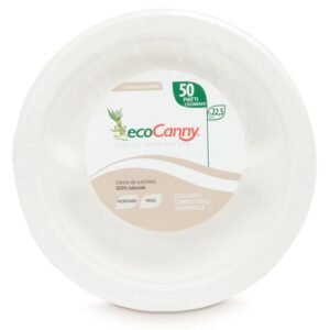 ecoCanny Piatti Piani Monouso a Due Scomparti 22,5cm 50pz